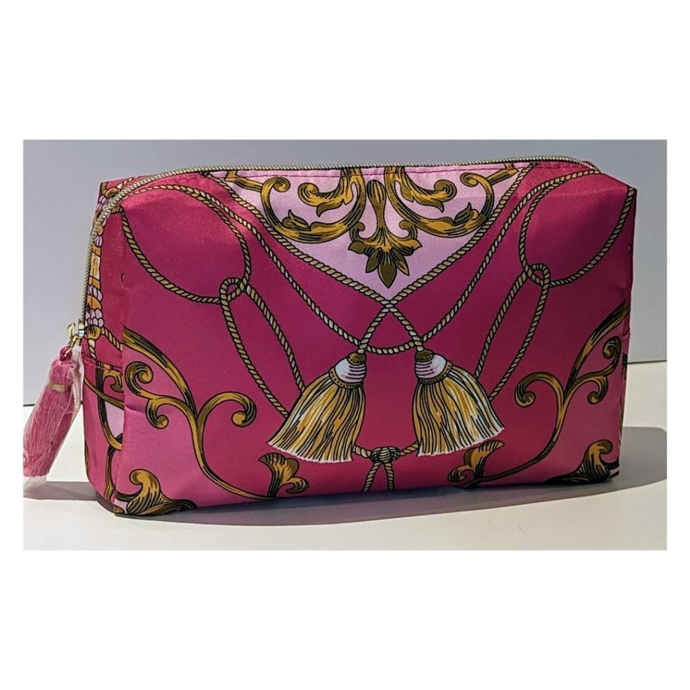 ESTEE LAUDER~Pink&Gold Barocco Print Make-Up Bag